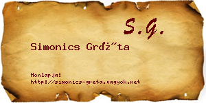 Simonics Gréta névjegykártya